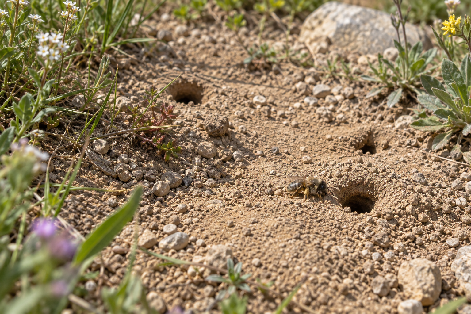Offene Bodenstelle als potenzieller Nistplatz für bodennistende Wildbienen